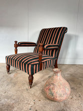 Load image into Gallery viewer, Victorian Open Arm Chair by Gillows reupholstered in Robert Kime