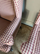 Load image into Gallery viewer, Pair of Gingham Wingback Armchairs