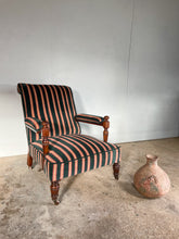 Load image into Gallery viewer, Victorian Open Arm Chair by Gillows reupholstered in Robert Kime