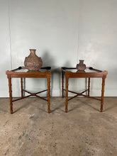 Load image into Gallery viewer, Vintage American Faux Bamboo and Glass Side Tables