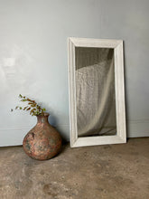 Load image into Gallery viewer, White Wooden Framed Mirror with Floral Engraving