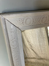 Load image into Gallery viewer, White Wooden Framed Mirror with Floral Engraving