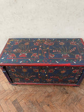 Load image into Gallery viewer, Navy Painted Hungarian Marriage Chest