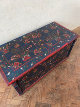 Load image into Gallery viewer, Navy Painted Hungarian Marriage Chest