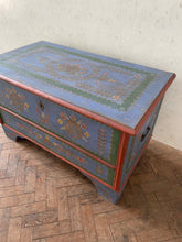 Load image into Gallery viewer, Large Blue Floral Hungarian Marriage Chest