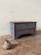 Load image into Gallery viewer, Large Blue Floral Hungarian Marriage Chest