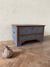 Load image into Gallery viewer, Large Blue Floral Hungarian Marriage Chest