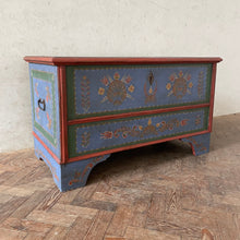 Load image into Gallery viewer, Large Blue Floral Hungarian Marriage Chest