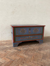 Load image into Gallery viewer, Large Blue Floral Hungarian Marriage Chest