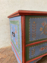 Load image into Gallery viewer, Large Blue Floral Hungarian Marriage Chest