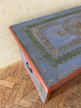 Load image into Gallery viewer, Large Blue Floral Hungarian Marriage Chest