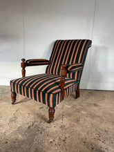 Load image into Gallery viewer, Victorian Open Arm Chair by Gillows reupholstered in Robert Kime