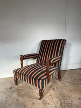 Load image into Gallery viewer, Victorian Open Arm Chair by Gillows reupholstered in Robert Kime