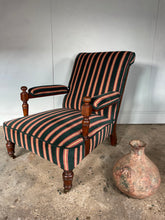 Load image into Gallery viewer, Victorian Open Arm Chair by Gillows reupholstered in Robert Kime