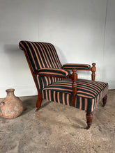 Load image into Gallery viewer, Victorian Open Arm Chair by Gillows reupholstered in Robert Kime