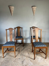 Load image into Gallery viewer, Set of Four Mid Century British Dining Chairs - with newly covered seats in Guy Goodfellow Fabric