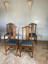 Load image into Gallery viewer, Set of Four Mid Century British Dining Chairs - with newly covered seats in Guy Goodfellow Fabric