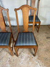 Load image into Gallery viewer, Set of Four Mid Century British Dining Chairs - with newly covered seats in Guy Goodfellow Fabric