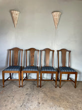 Load image into Gallery viewer, Set of Four Mid Century British Dining Chairs - with newly covered seats in Guy Goodfellow Fabric