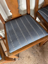 Load image into Gallery viewer, Set of Four Mid Century British Dining Chairs - with newly covered seats in Guy Goodfellow Fabric