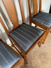 Load image into Gallery viewer, Set of Four Mid Century British Dining Chairs - with newly covered seats in Guy Goodfellow Fabric