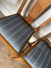 Load image into Gallery viewer, Set of Four Mid Century British Dining Chairs - with newly covered seats in Guy Goodfellow Fabric