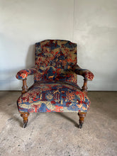 Load image into Gallery viewer, Victorian Open Arm Chair - newly reupholstered *ON HOLD*