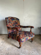 Load image into Gallery viewer, Victorian Open Arm Chair - newly reupholstered *ON HOLD*