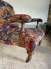 Load image into Gallery viewer, Victorian Open Arm Chair - newly reupholstered *ON HOLD*