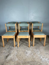 Load image into Gallery viewer, Set of 6 Mid Century Chairs - reupholstered in Pierre Frey