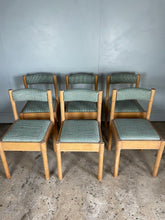 Load image into Gallery viewer, Set of 6 Mid Century Chairs - reupholstered in Pierre Frey