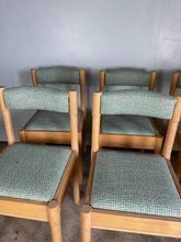 Load image into Gallery viewer, Set of 6 Mid Century Chairs - reupholstered in Pierre Frey