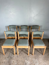 Load image into Gallery viewer, Set of 6 Mid Century Chairs - reupholstered in Pierre Frey
