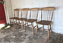 Load image into Gallery viewer, Antique Oak Farmhouse Chairs x 4