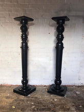 Load image into Gallery viewer, Pair of Ebonised Wooden Pedestals