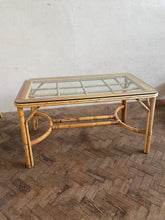 Load image into Gallery viewer, 70s Bamboo Table with a Glass Top and x Six Matching Chairs