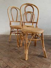 Load image into Gallery viewer, 70s Bamboo Table with a Glass Top and x Six Matching Chairs