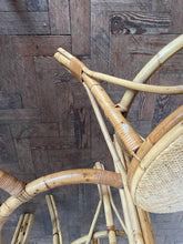 Load image into Gallery viewer, 70s Bamboo Table with a Glass Top and x Six Matching Chairs