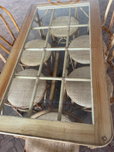 Load image into Gallery viewer, 70s Bamboo Table with a Glass Top and x Six Matching Chairs