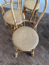Load image into Gallery viewer, 70s Bamboo Table with a Glass Top and x Six Matching Chairs