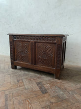 Load image into Gallery viewer, 18th Century Carved Oak Chest