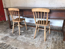 Load image into Gallery viewer, Antique Oak Farmhouse Chairs x 4