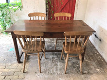 Load image into Gallery viewer, Antique Oak Farmhouse Chairs x 4