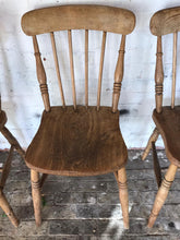 Load image into Gallery viewer, Antique Oak Farmhouse Chairs x 4