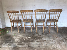 Load image into Gallery viewer, Antique Oak Farmhouse Chairs x 4