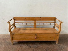 Load image into Gallery viewer, Antique Pine Settle, with storage