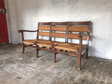 Load image into Gallery viewer, Mid - Century French Oak Sofa / Bench with Rush Seats.