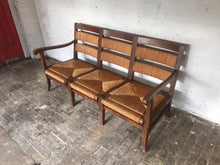 Load image into Gallery viewer, Mid - Century French Oak Sofa / Bench with Rush Seats.