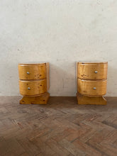 Load image into Gallery viewer, Mid Century Pine Bedside Cabinets