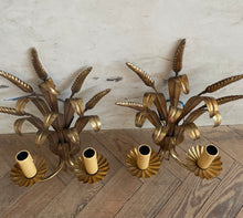 Load image into Gallery viewer, 70s Italian Wheat Sheaf Vintage Wall Sconces - rewired